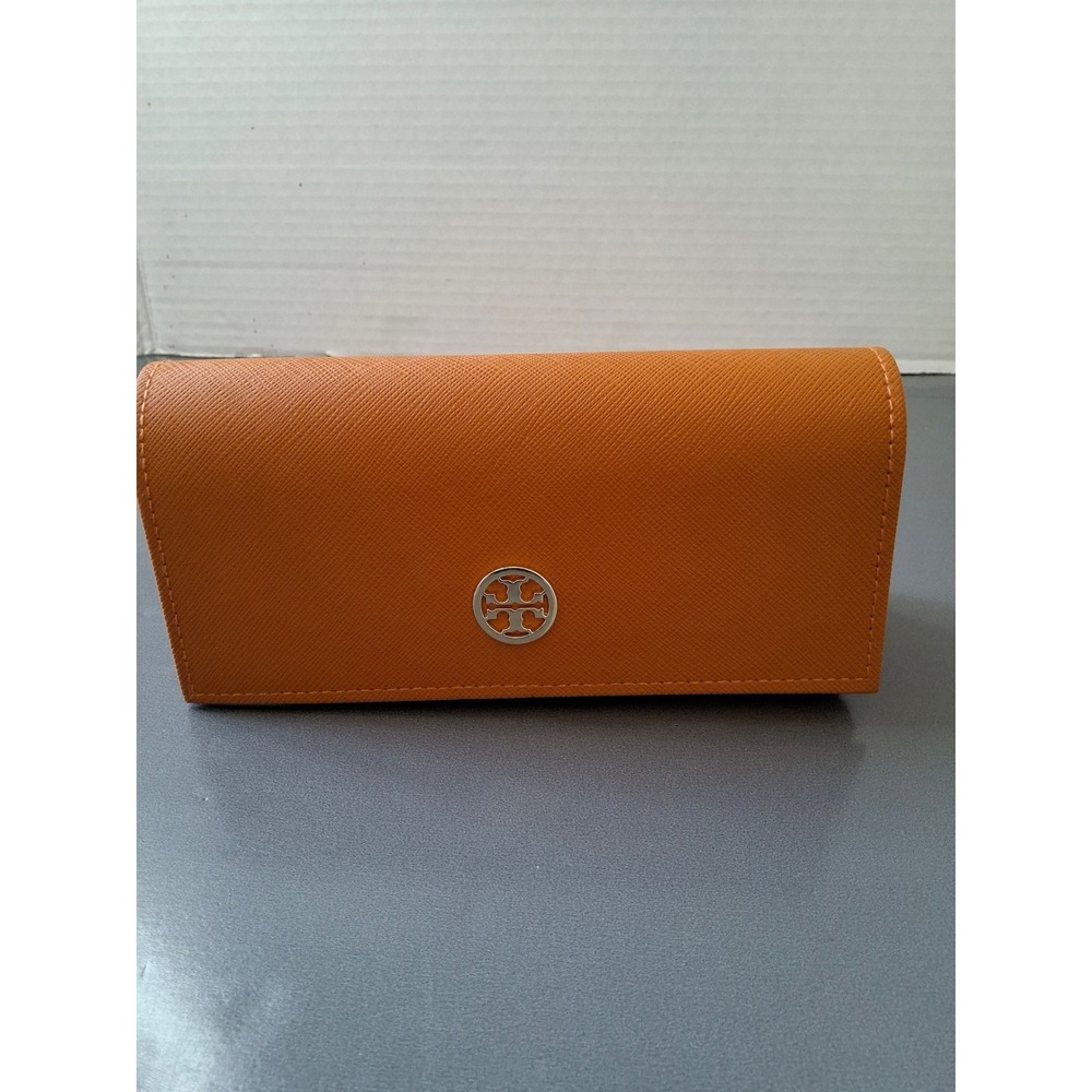 Tory Burch Orange‎ Saffiano Leather Sunglasses Case Hard Shell Magnetic Closure